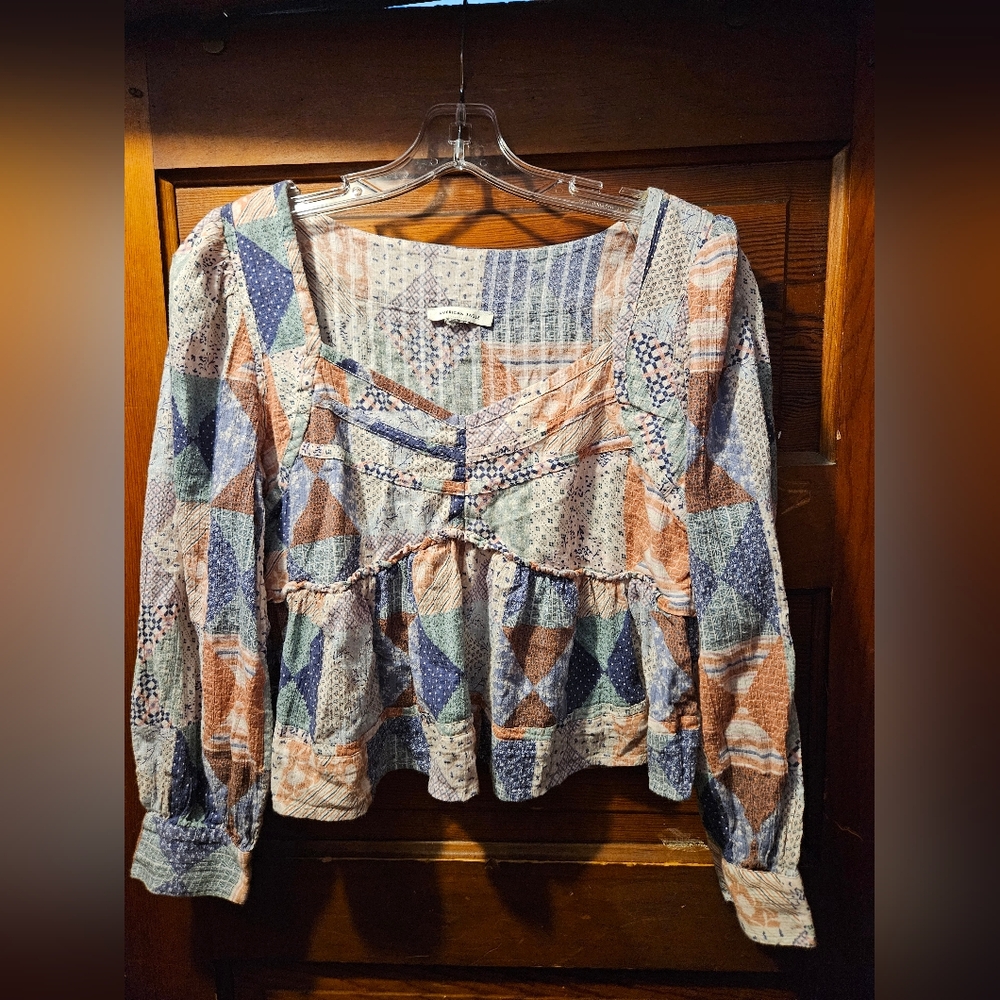 American Eagle Cottagecore Quilt Patterned Women'… - image 1